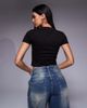 Courtside Courtside cropped baby t-shirt in washed black with collegiate logo print - 3