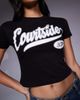 Courtside Courtside cropped baby t-shirt in washed black with collegiate logo print - 4