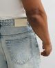 Courtside Courtside denim pearl embellished jorts in light wash blue - 3