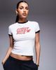 Courtside Courtside logo detail contrast seams baby tee in white - 1