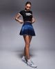 Courtside Courtside pleated denim mini skirt with stone wash detail in blue rinse-White - 2