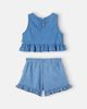Cozmo Cozmo Blair ruffled cotton chambray top and shorts set - 2
