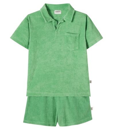 Cozmo Cozmo Mael terry polo shirt and shorts set