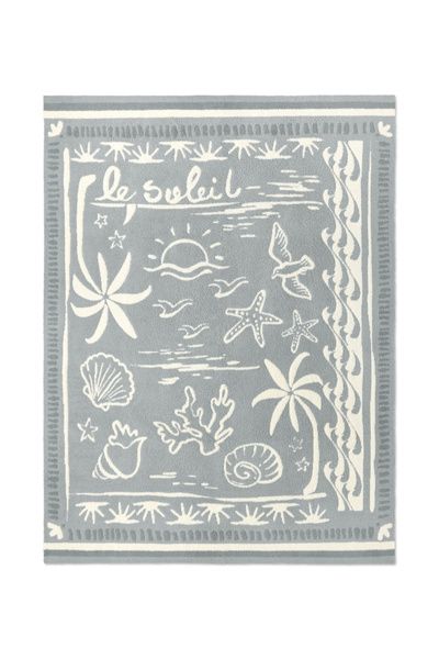 CozyChic Barefoot Dreams CozyChic Le Soleil Throw Blanket in Moonwater at Urban Outfitters