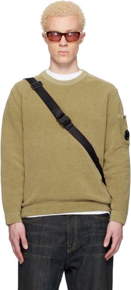 C.P. Company C.P. Company Beige Cotton Chenille Crewneck Lens Sweater