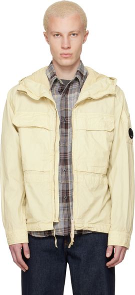 C.P. Company C.P. Company Beige Micro-Reps Hooded Lens Overshirt