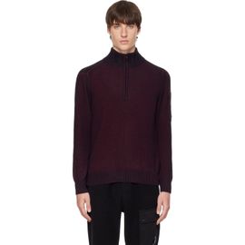 C.P. Company C.P. Company Burgundy Polo Collar Knit Lens Sweater