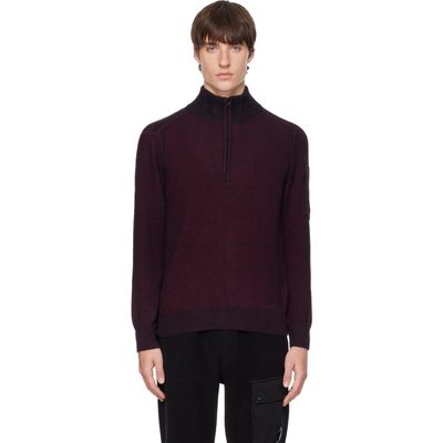 C.P. Company C.P. Company Burgundy Polo Collar Knit Lens Sweater