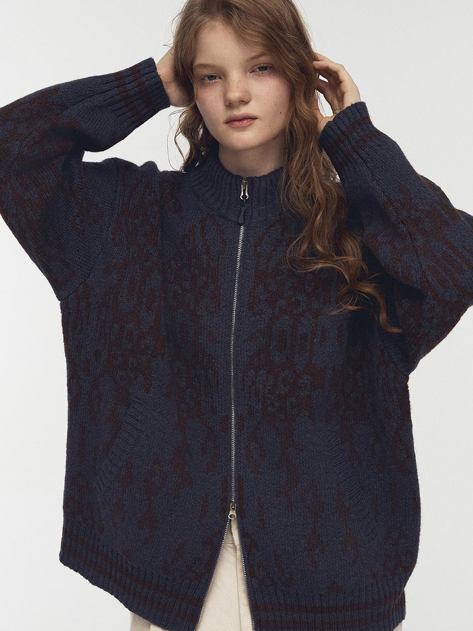 CPGN 2-Way Java Pattern Zip-Up Knit [PURPLE]