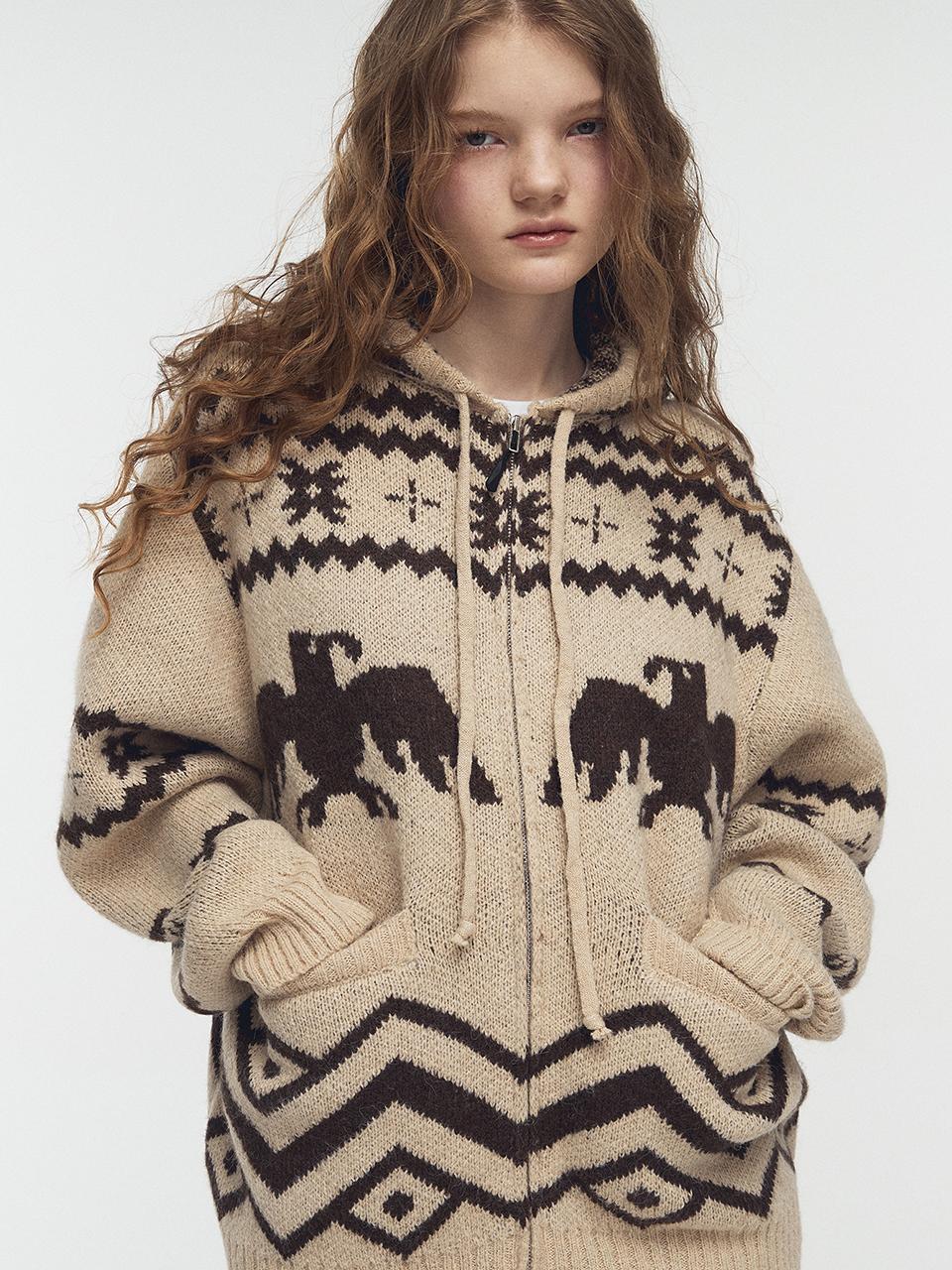 CPGN 2-Way Nordic Hooded Knit Zip-Up Jacket