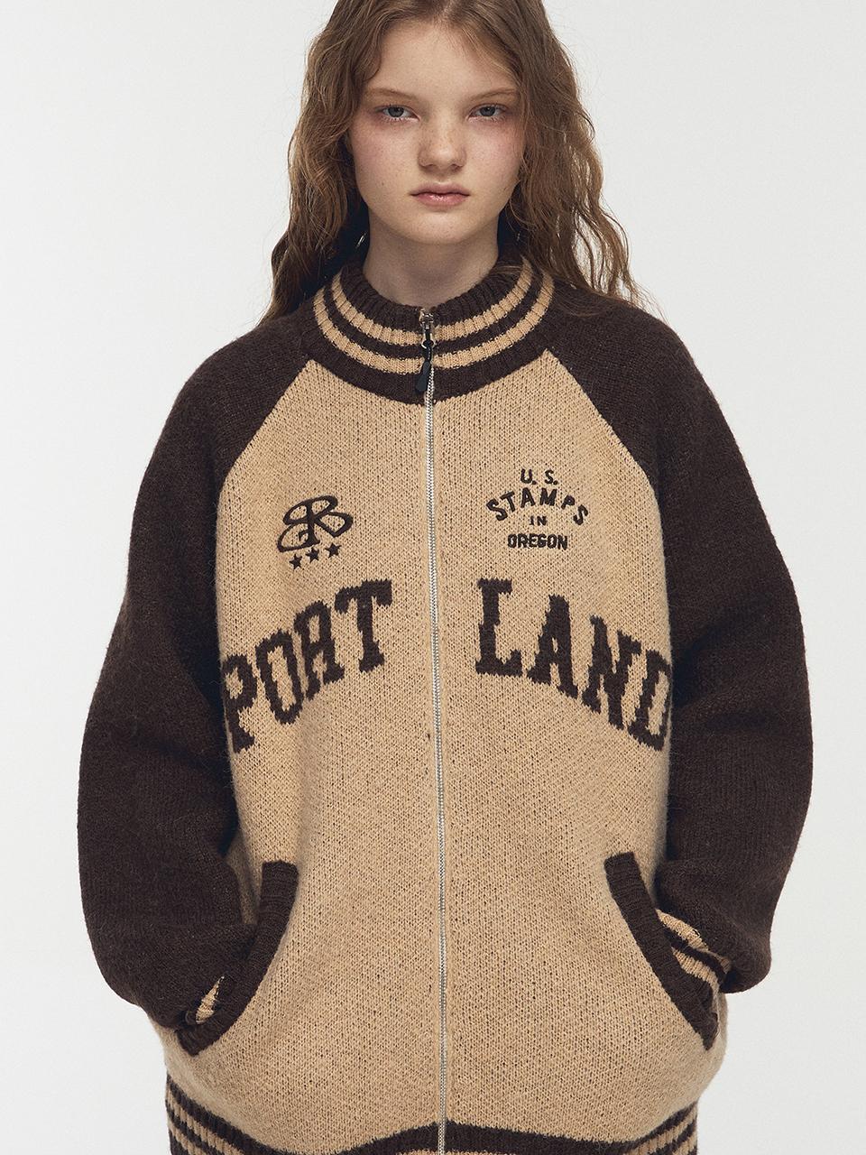 CPGN 2-Way Portland Raglan Knit Zip-Up Jacket [Brown]