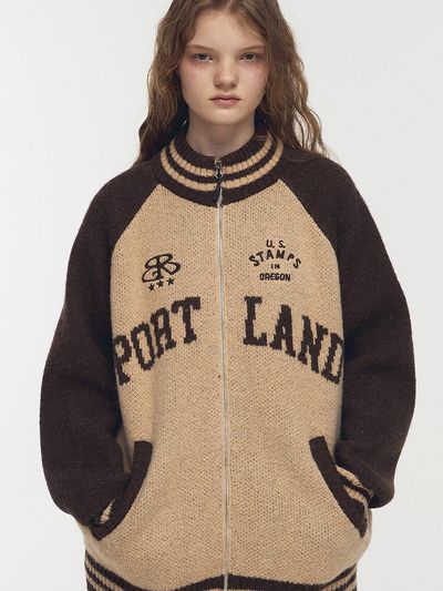 CPGN 2-Way Portland Raglan Knit Zip-Up Jacket [Brown]
