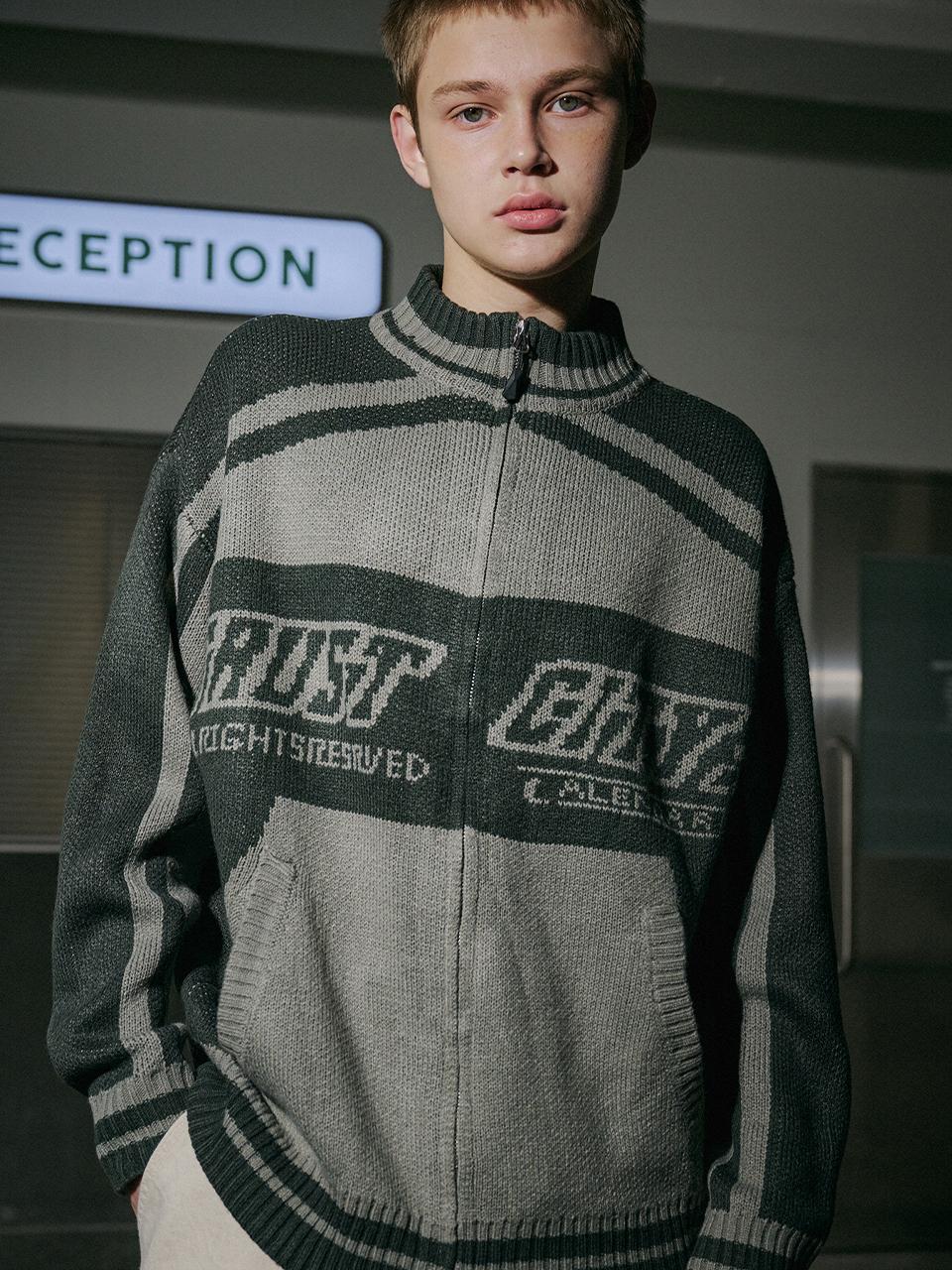 CPGN 2-Way Zip-Up Cotton Blend Knit [Charcoal]