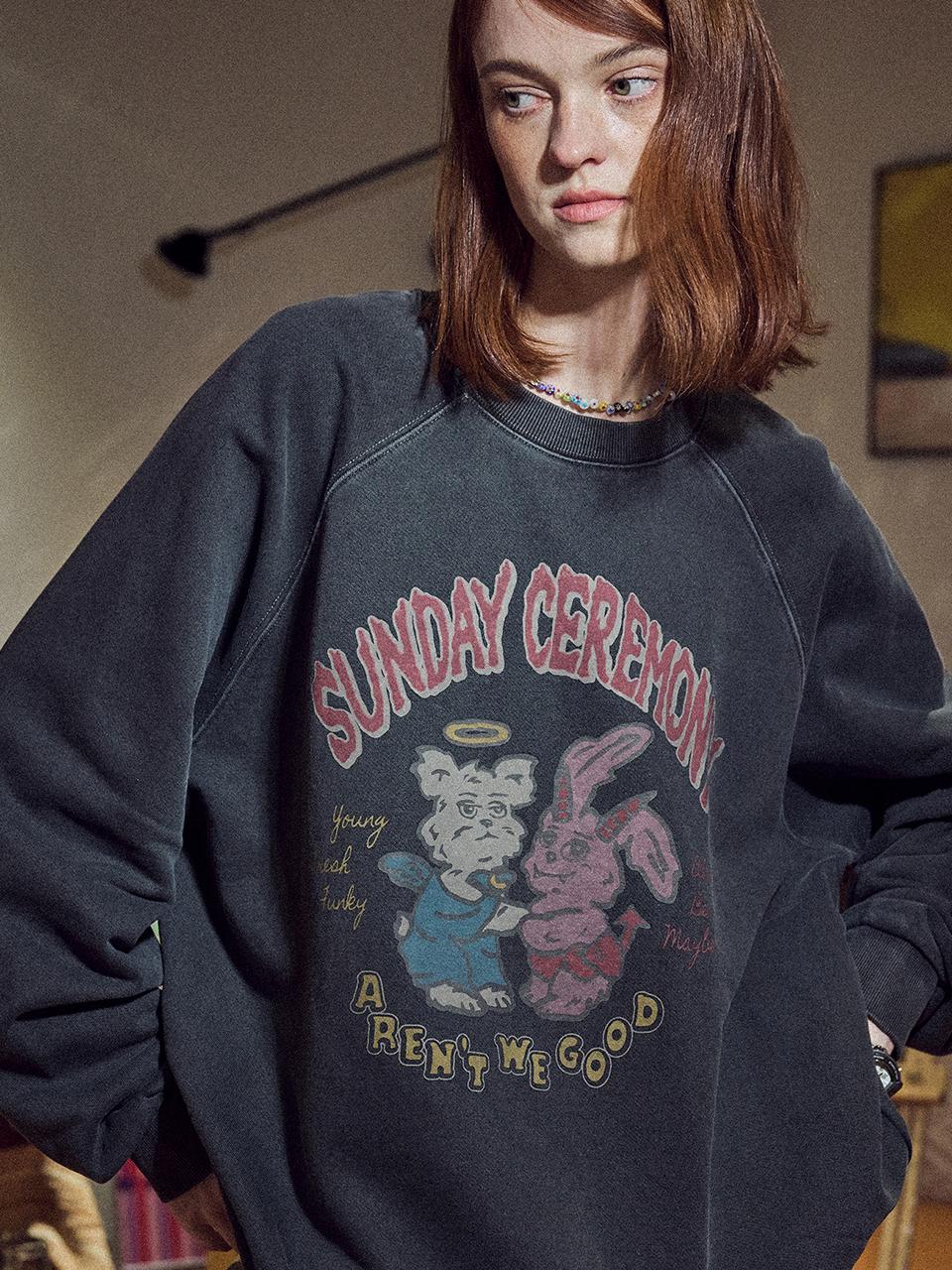 CPGN Sunday Raglan Pigment Sweatshirt Smoke Black