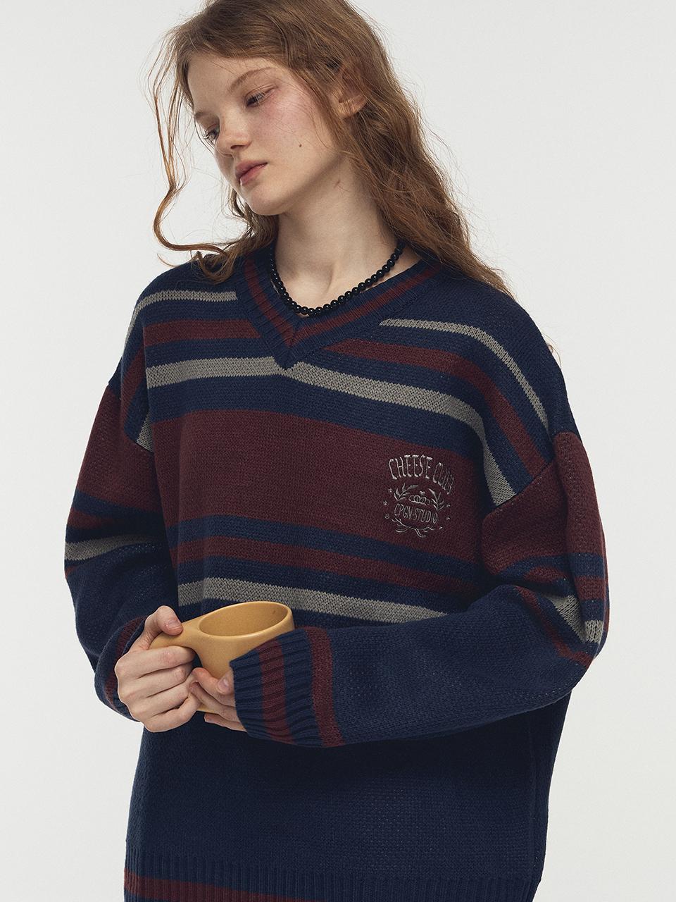 CPGN V-neck Premium Yarn Knit [Navy]