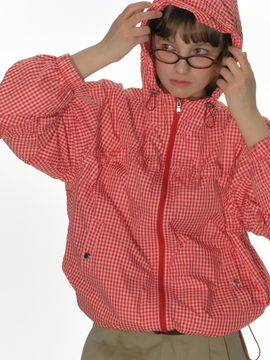 CRANK Check Frill Windbreaker_Red