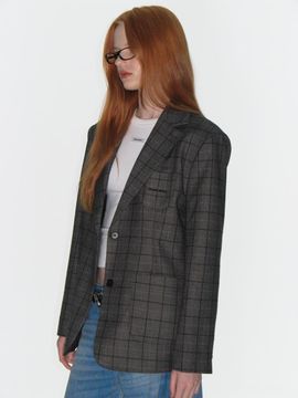 CRANK CHECK OVERSIZED BLAZER_BROWN