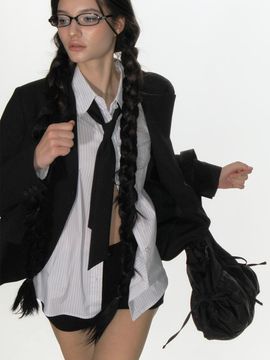 CRANK Classic Blazer & Necktie Set_Dark Navy