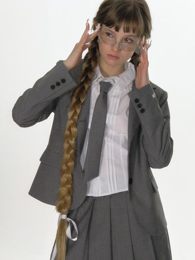 CRANK Classic Blazer & Necktie Set_Grey