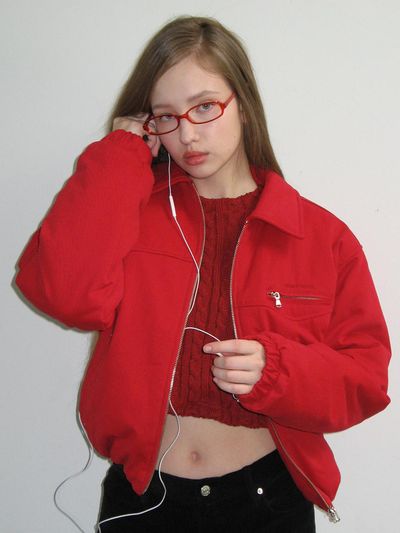 CRANK COTTON PUFF JUMPER_RED
