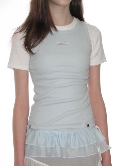 CRANK Frill Snap Cotton Modal Sleeveless Top [Sky]