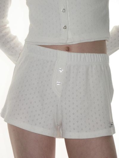 CRANK Heart Button Eyelet Cotton Shorts [Beige]