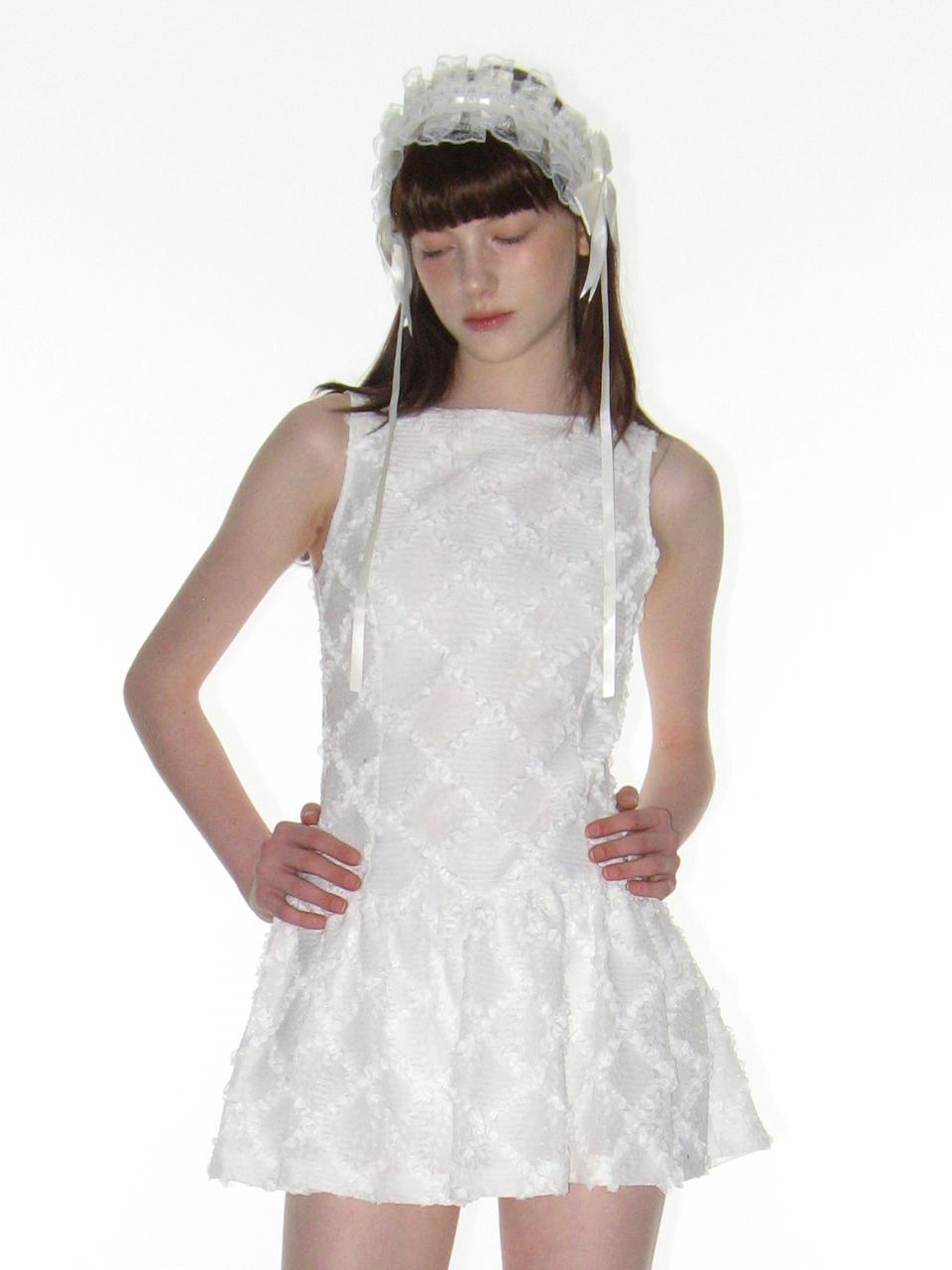 CRANK Lace Frill Mini Dress [Beige]