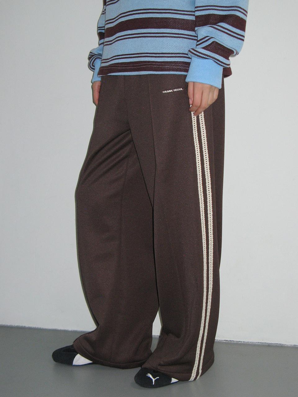 CRANK LACE LINE TRACK PANTS_BROWN