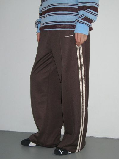 CRANK LACE LINE TRACK PANTS_BROWN