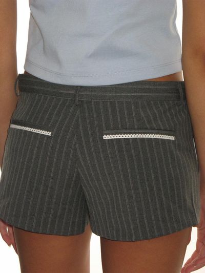 CRANK Lace Pleated High Waist Micro Pants [Grey]