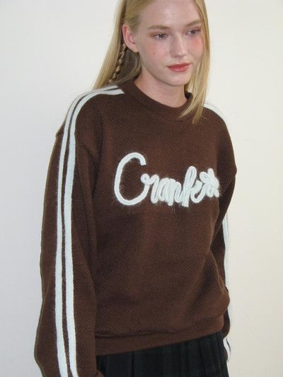 CRANK LINE FLOWER KNITWEAR_BROWN