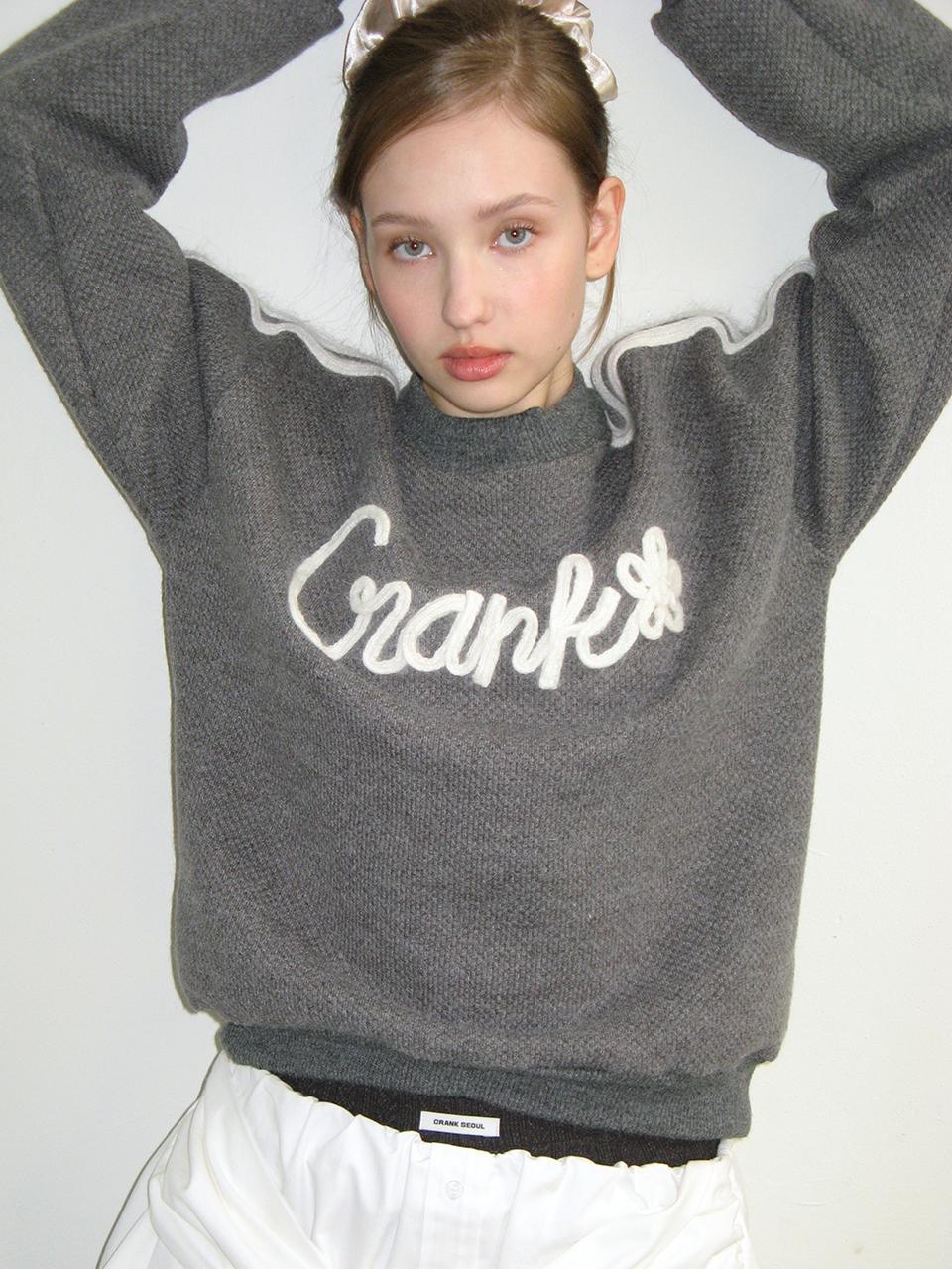 CRANK LINE FLOWER KNITWEAR_MELANGE GREY