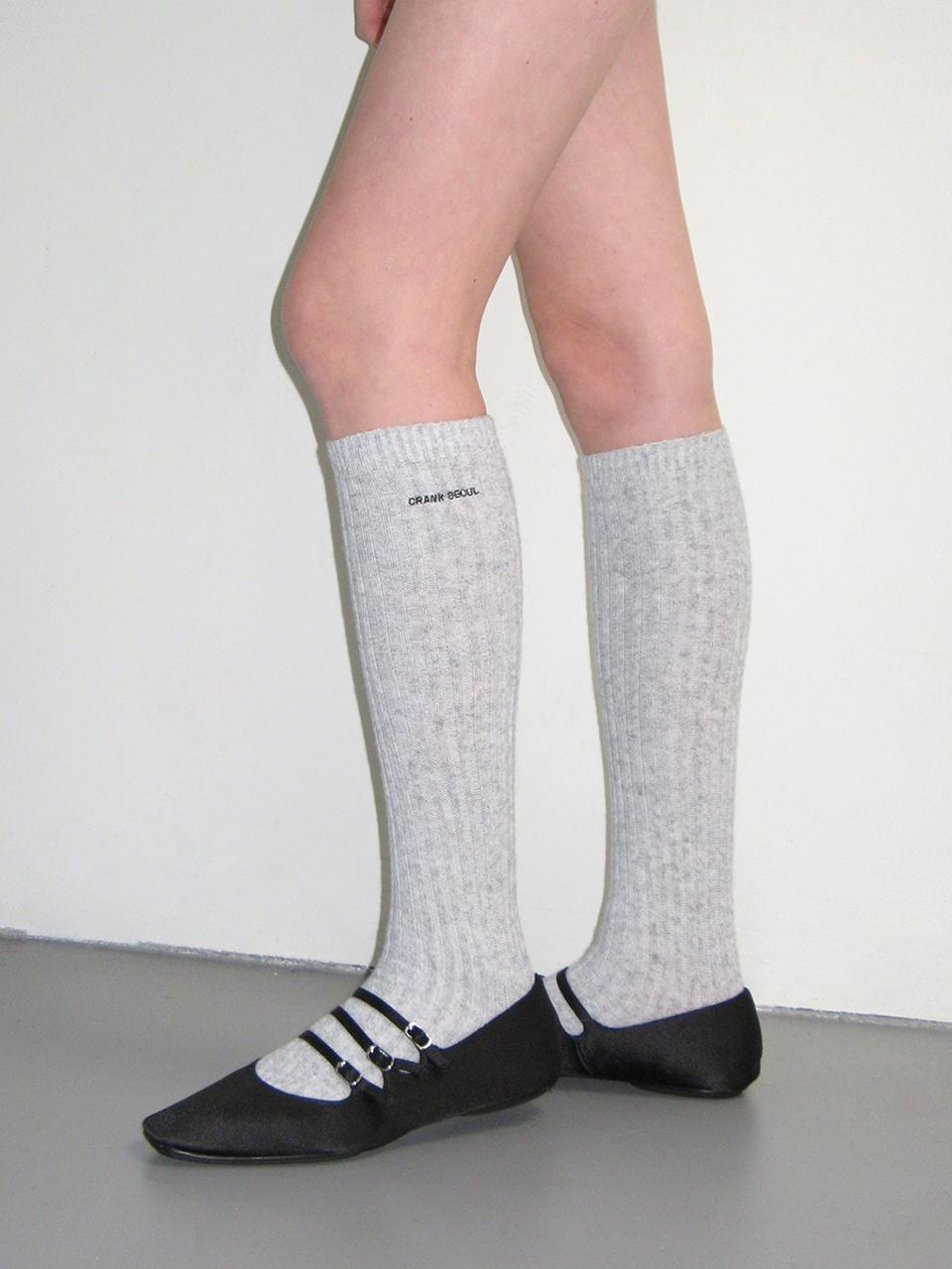 CRANK LOGO CASHMERE KNEE SOCKS_LIGHT GREY