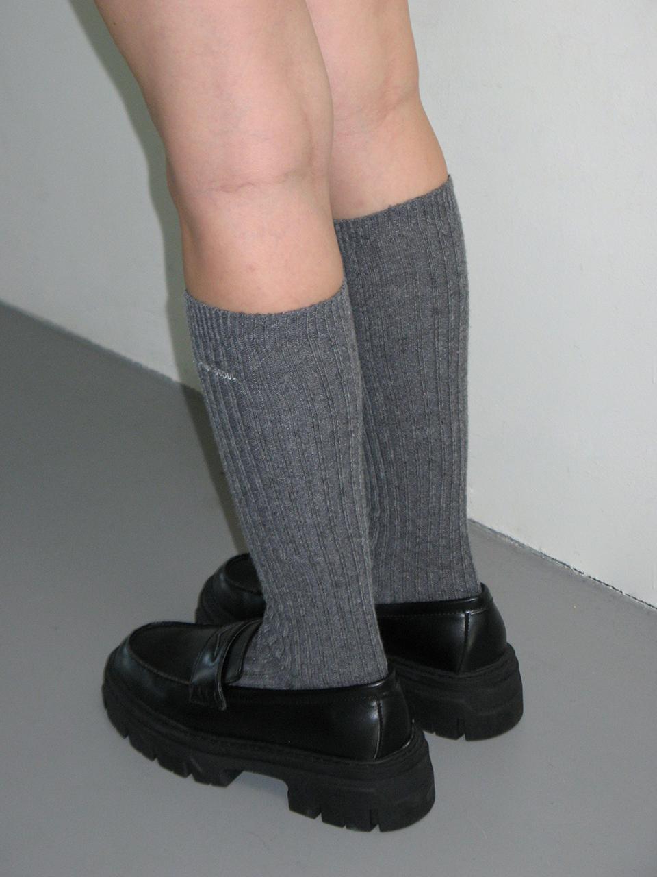 CRANK LOGO CASHMERE KNEE SOCKS_MELANGE GREY