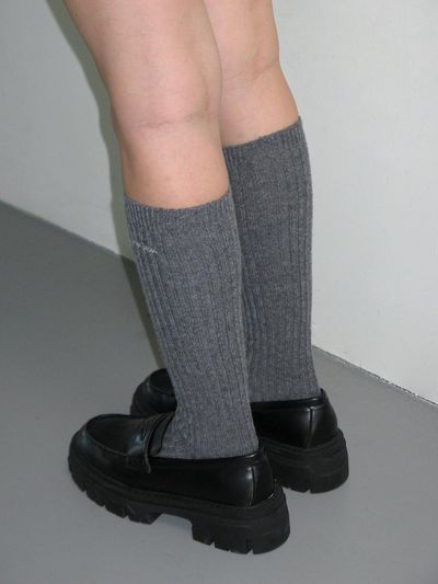 CRANK LOGO CASHMERE KNEE SOCKS_MELANGE GREY