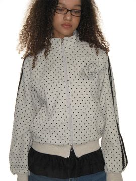 CRANK Rose Dot Cotton Blend Track Jacket [Light Brown]