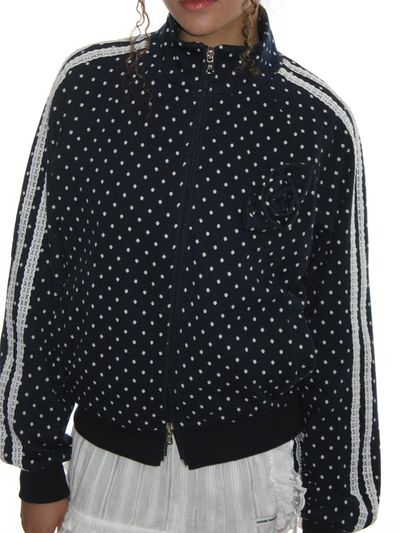 CRANK Rose Dot Cotton Blend Track Jacket [Navy]