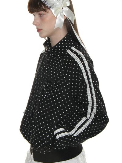 CRANK Rose Dot Sleek Cotton-blend Jacket [Black]