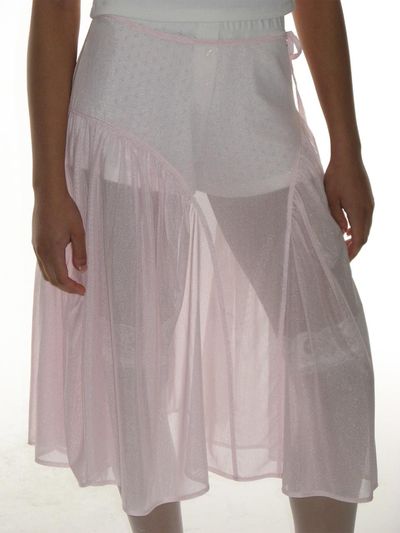 CRANK Sheer Frill Layered Midi Skirt [Pink]