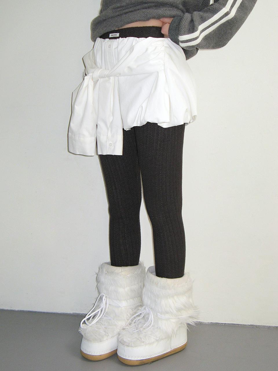 CRANK SLEEVE TIED BALLOON SKIRT_WHITE