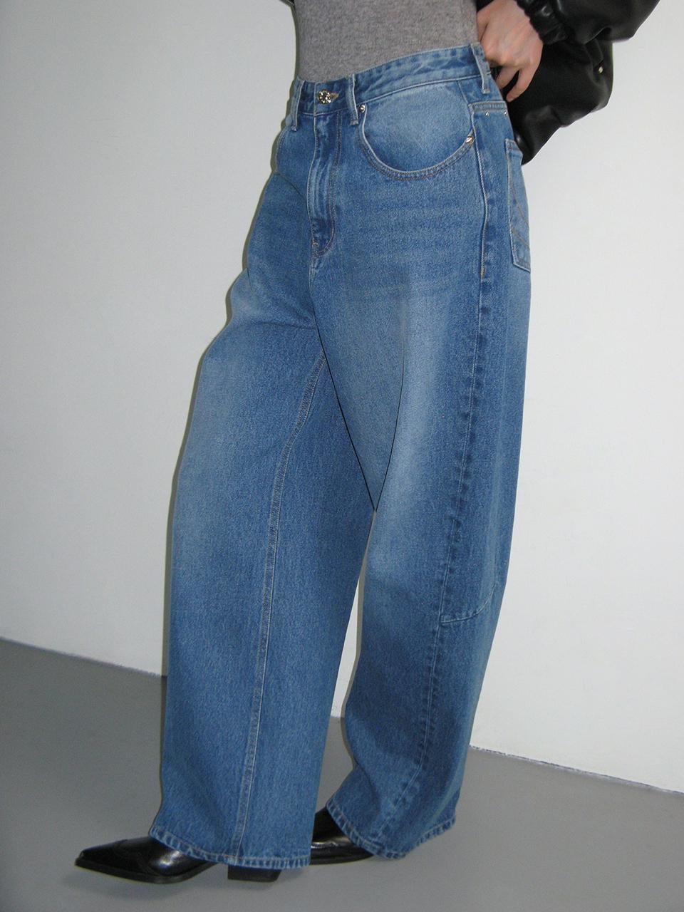 CRANK STUD WIDE JEANS_BLUE