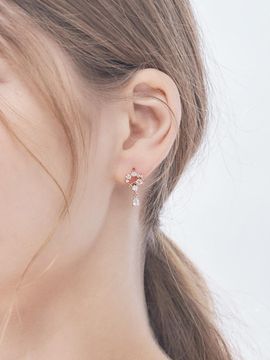 CRANNE 14K GF Flower Stone One-Touch Earring C24EGF193