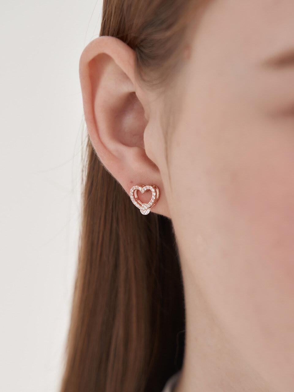 CRANNE 14K GF Simple Cubic Cutie Heart Earring C24EGF202