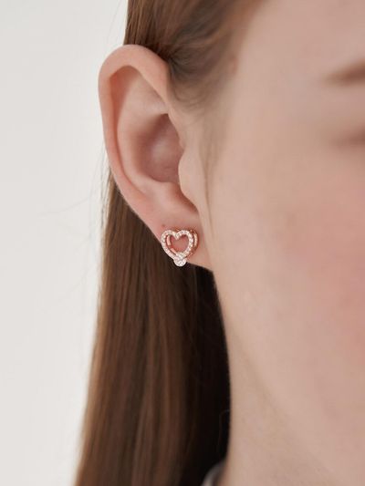 CRANNE 14K GF Simple Cubic Cutie Heart Earring C24EGF202