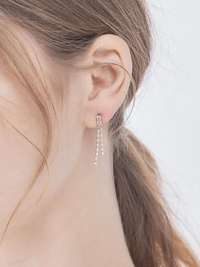 CRANNE 14K GF two-line long drop earring C24EGF190