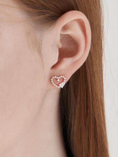 CRANNE 14K GF Water Drop Piece Heart Earrings C24EGF199