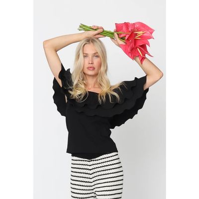 CRAS Flouncecras Ruffle Bardot Top