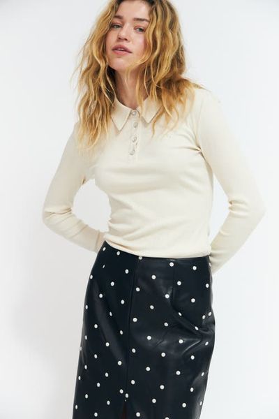 CRAS Ivonecras Ribbed Knit Polo Top