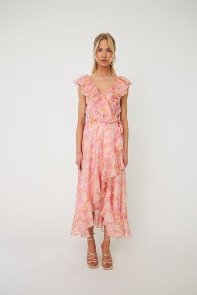 CRAS Landoncras Ruffle Detail Wrap Midi Dress