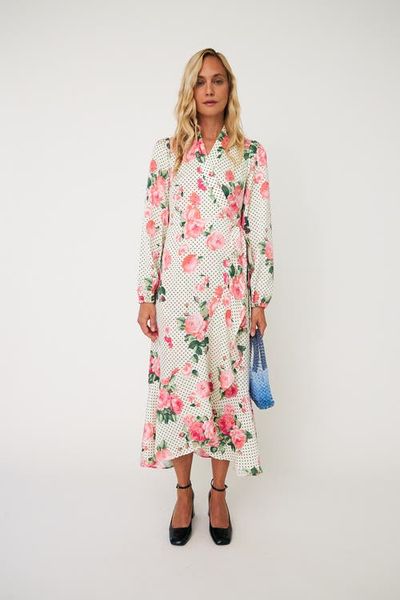 CRAS Laracras Floral Polka Dot Wrap Dress
